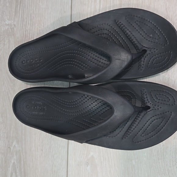 Crocs Women Iconic ComfortThong T Strap Black Flip Flop Sandals Shoes Sz 11 - Picture 4 of 11
